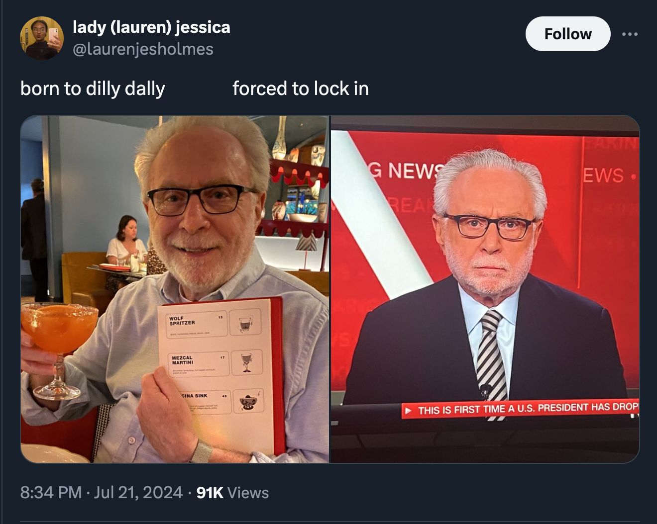 Wolf Blitzer - lady lauren jessica born to dilly dally forced to lock in T 91K Views Pakin G News Ews Rear This Is First Time A U.S. President Has Drop